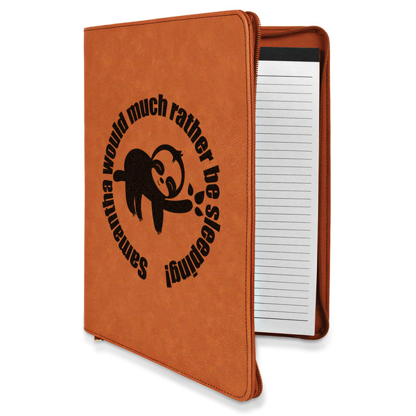 Custom Sloth Leatherette Zipper Portfolio with Notepad - Double Sided (Personalized)