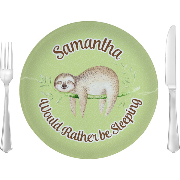 Custom Sloth 10" Glass Lunch / Dinner Plates - Single or Set (Personalized)