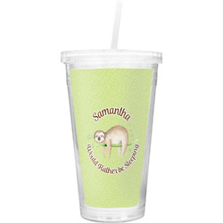 Sloth Double Wall Tumbler with Straw (Personalized)