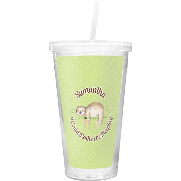 Custom Sloth Double Wall Tumbler with Straw (Personalized)