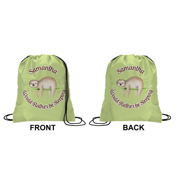 Sloth Drawstring Backpack Front & Back Medium