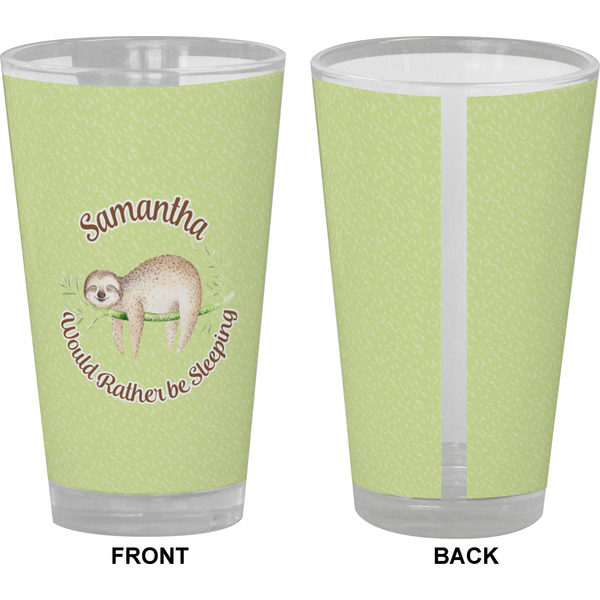 Sloth Pint Glass - Full Color - Front & Back Views