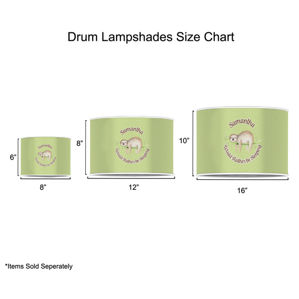 Sloth Drum Lampshades - Sizing Chart