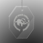 Sloth Engraved Glass Ornament - Octagon (Personalized)
