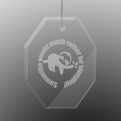 Sloth Engraved Glass Ornament - Octagon (Personalized)