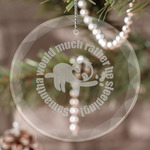 Sloth Engraved Glass Ornament (Personalized)