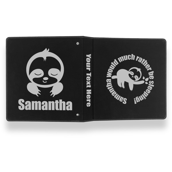 Sloth Leather Binder - 1" - Black- Back Spine Front View