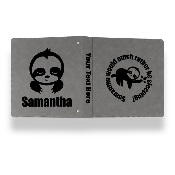 Sloth Leather Binder - 1" - Grey - Back Spine Front View