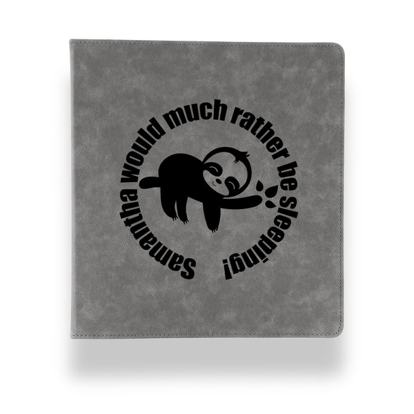 Custom Sloth Leather Binder - 1" - Grey (Personalized)