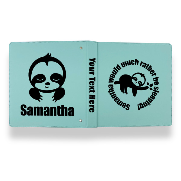 Sloth Leather Binder - 1" - Teal - Back Spine Front View