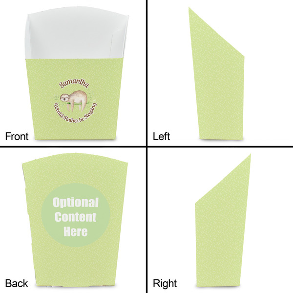 Sloth French Fry Favor Box - Front & Back View