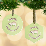 Sloth Flat Glass Ornament w/ Name or Text