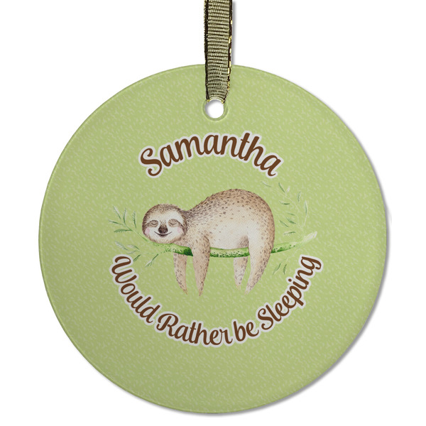 Custom Sloth Flat Glass Ornament - Round w/ Name or Text