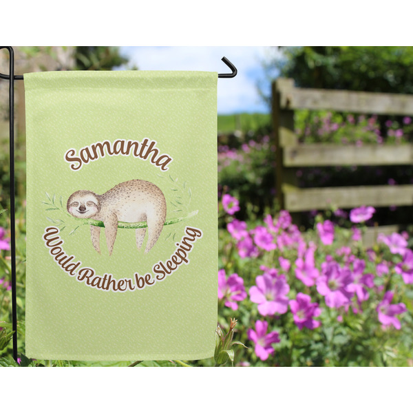 Sloth Garden Flag - Outside In Flowers