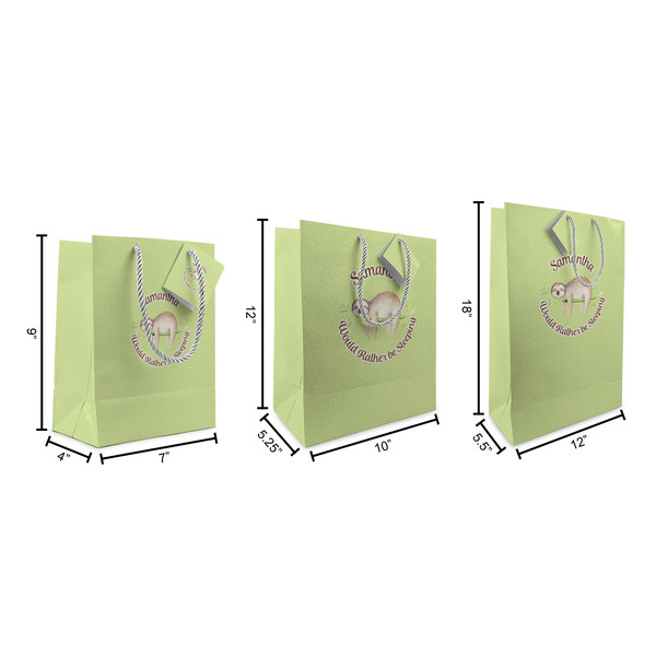Sloth Gift Bags - All Sizes - Dimensions