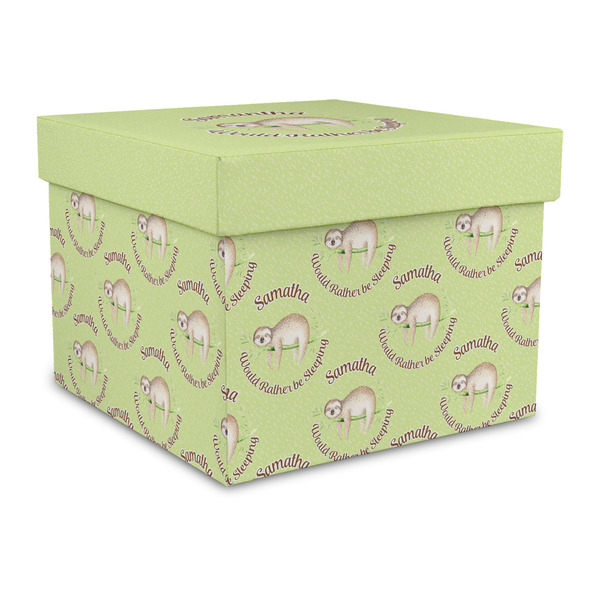 Custom Sloth Gift Box with Lid - Canvas Wrapped - Large (Personalized)
