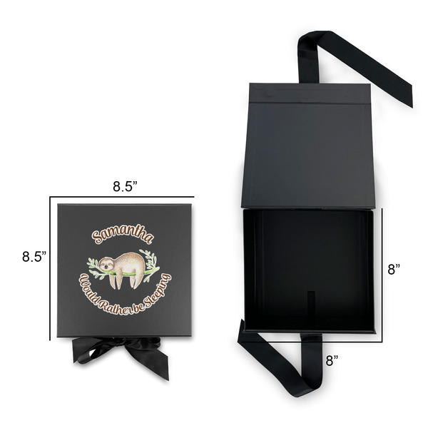 Sloth Gift Boxes with Magnetic Lid - Black - Open & Closed