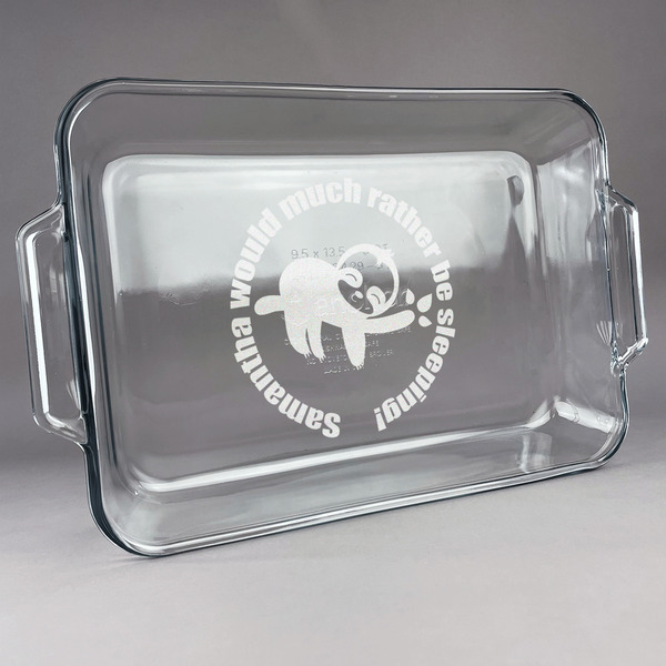Custom Sloth Glass Baking Dish with Truefit Lid - 13in x 9in (Personalized)