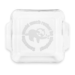Sloth Glass Cake Dish with Truefit Lid - 8in x 8in (Personalized)