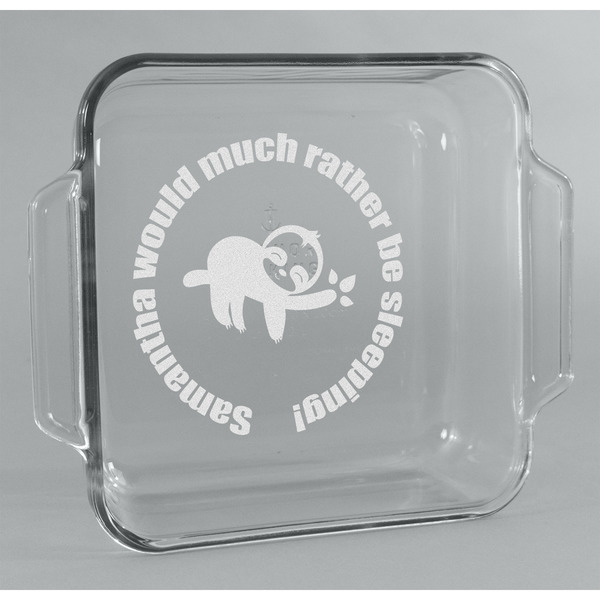 Custom Sloth Glass Cake Dish - 8in x 8in (Personalized)