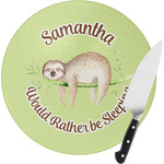 Sloth Round Glass Cutting Board (Personalized)