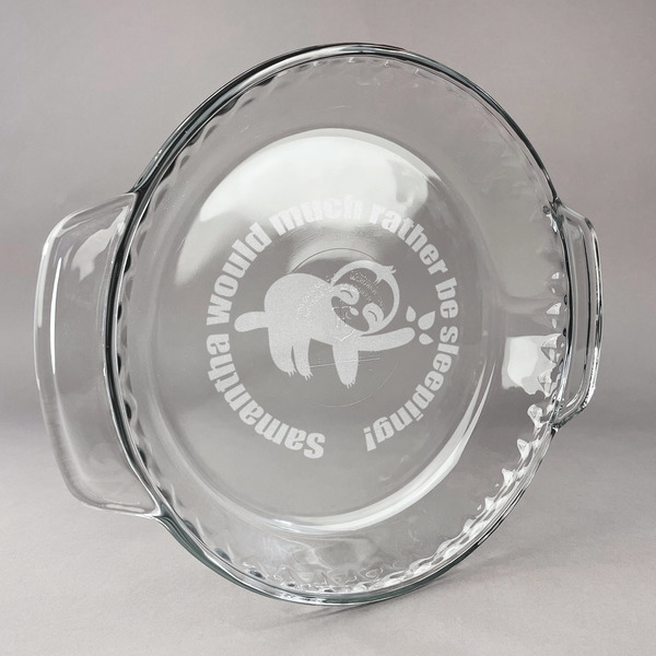 Custom Sloth Glass Pie Dish - 9.5in Round (Personalized)