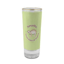 Sloth 2 oz Shot Glass - Glass with Gold Rim (Personalized)