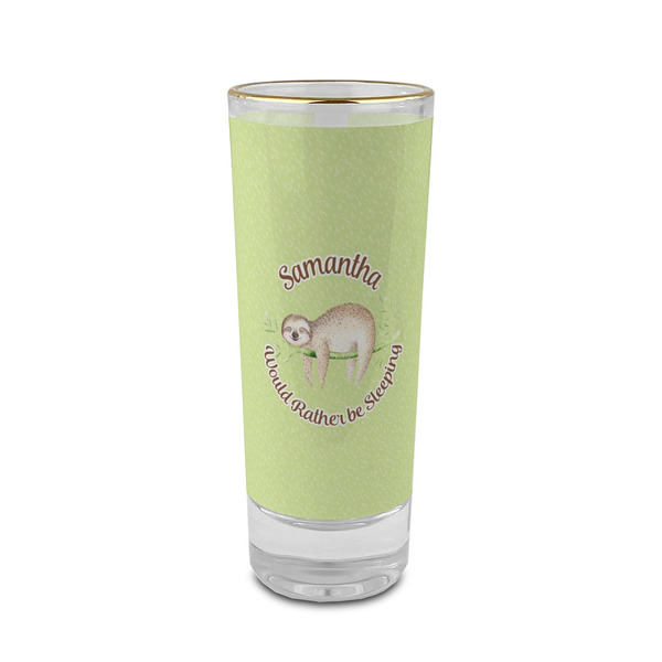 Custom Sloth 2 oz Shot Glass -  Glass with Gold Rim - Set of 4 (Personalized)