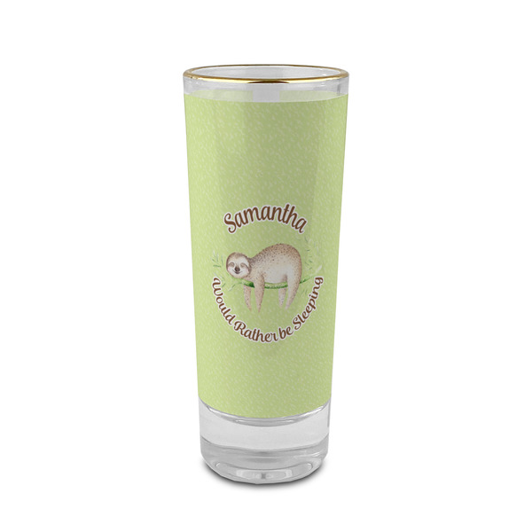 Custom Sloth 2 oz Shot Glass - Glass with Gold Rim (Personalized)