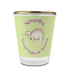 Sloth Glass Shot Glass - 1.5 oz - with Gold Rim - Set of 4 (Personalized)