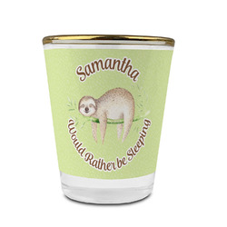 Sloth Glass Shot Glass - 1.5 oz - with Gold Rim - Set of 4 (Personalized)