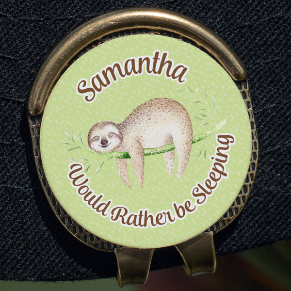 Sloth Golf Ball Marker Hat Clip - Gold - Close Up