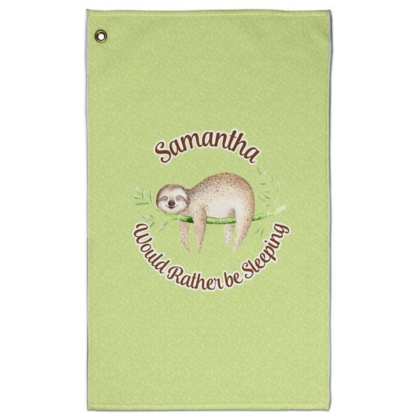 Custom Sloth Golf Towel - Poly-Cotton Blend w/ Name or Text