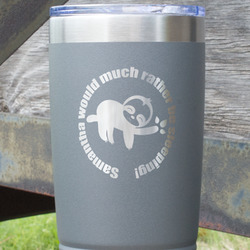 Sloth 20 oz Stainless Steel Tumbler - Grey - Single Sided (Personalized)