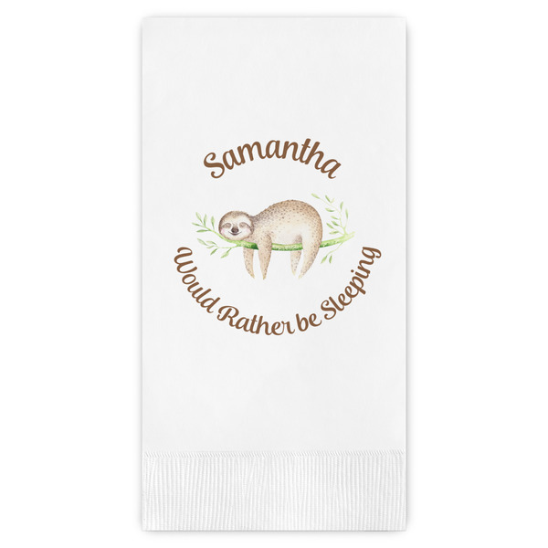 Custom Sloth Guest Napkins - Full Color - Embossed Edge (Personalized)