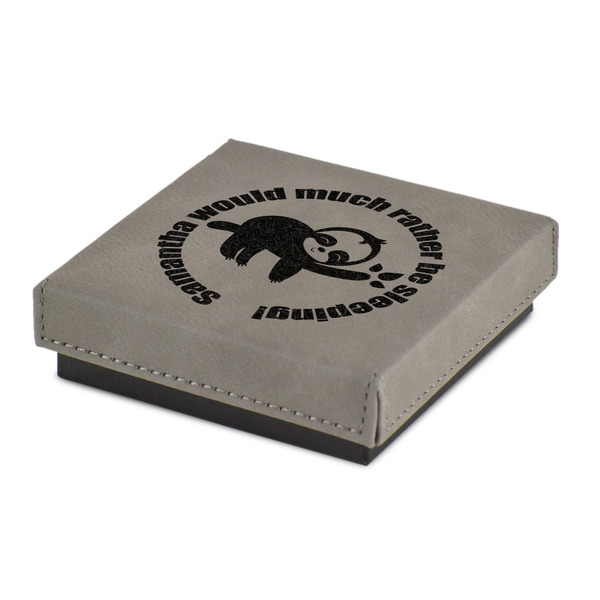 Custom Sloth Jewelry Gift Box - Engraved Leather Lid (Personalized)