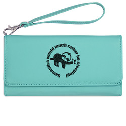 Sloth Ladies Leatherette Wallet - Laser Engraved- Teal (Personalized)