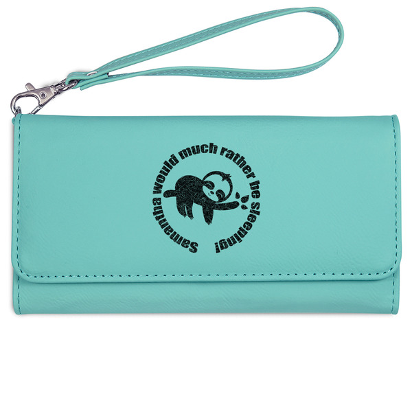 Sloth Ladies Wallet - Leather - Teal - Front View