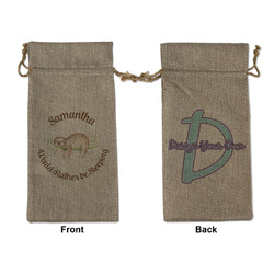 Sloth Large Burlap Gift Bag - Front & Back (Personalized)