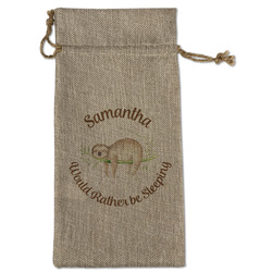 Sloth Large Burlap Gift Bag - Front (Personalized)
