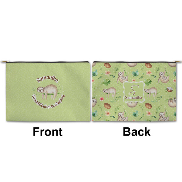 Sloth Large Zipper Pouch Approval (Front and Back)