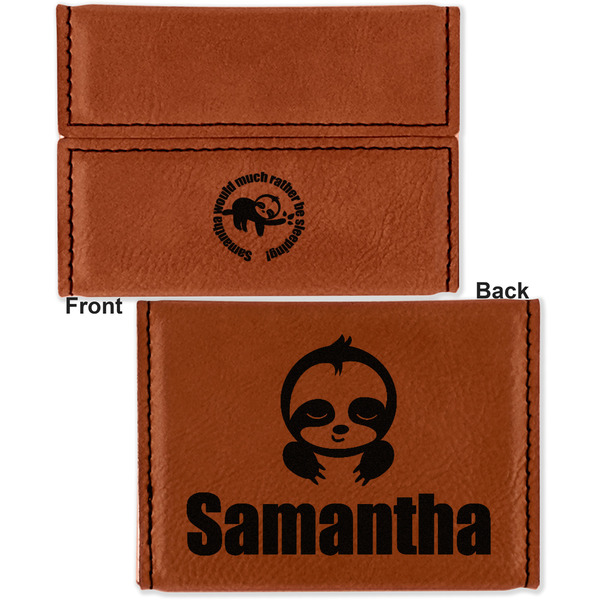 Sloth Leather Business Card Holder - Front Back