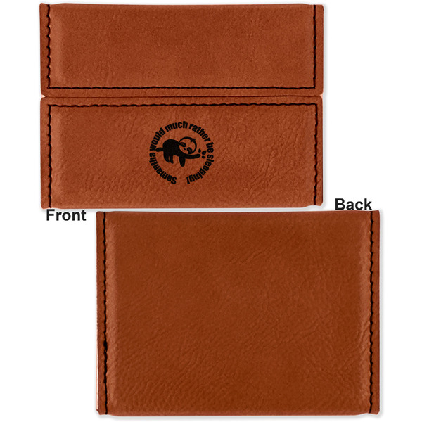 Sloth Leather Business Card Holder Front Back Single Sided - Apvl