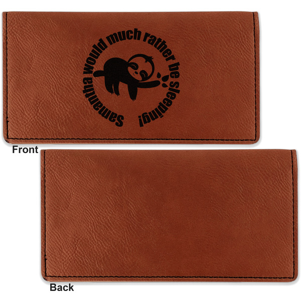 Sloth Leather Checkbook Holder Front and Back Single Sided - Apvl