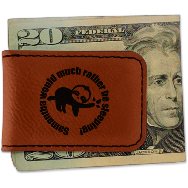 Custom Sloth Leatherette Magnetic Money Clip - Double Sided (Personalized)