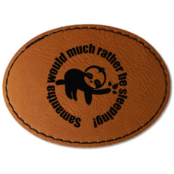 Sloth Faux Leather Iron On Patch - Oval (Personalized)