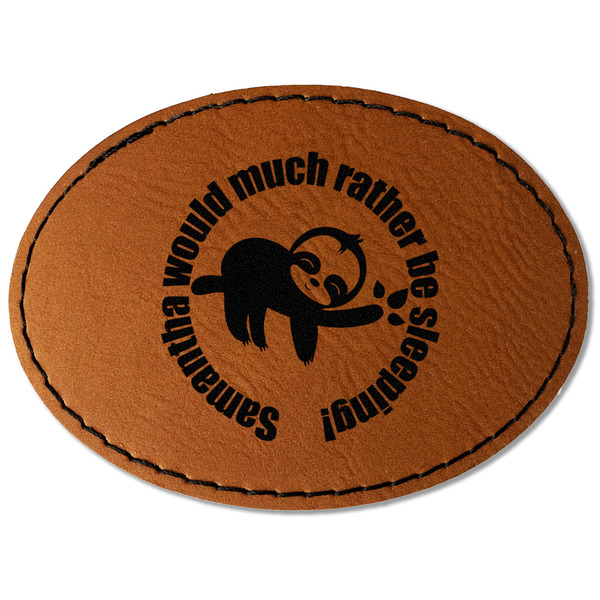Custom Sloth Faux Leather Iron On Patch - Oval (Personalized)