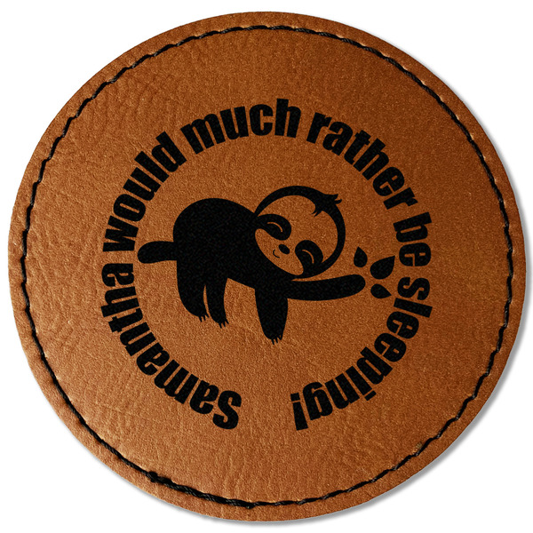 Custom Sloth Faux Leather Iron On Patch - Round (Personalized)