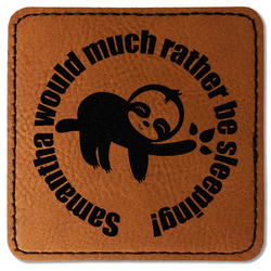 Sloth Faux Leather Iron On Patch - Square (Personalized)