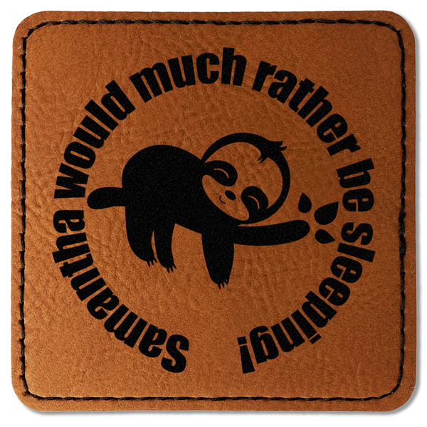 Custom Sloth Faux Leather Iron On Patch - Square (Personalized)